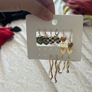 Hoops and heart gold earrings